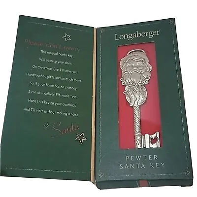 LONGABERGER Pewter Santa Key Vintage Christmas Ornament 2002 • $15