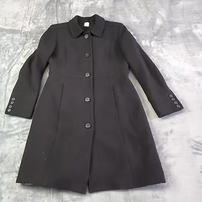 JCREW Classic Lady Day Coat Womens 8P Black Italian Cloth Wool Thinsulate Lined • $99.99