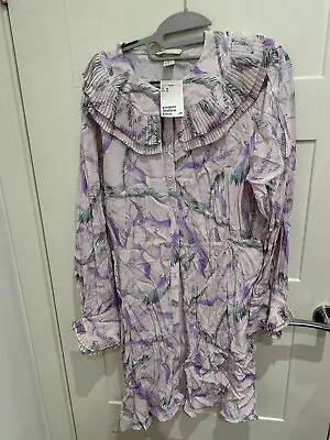 BNWT H&M Lilac Floral Pleated Collar Tea Dress Size 18 • £0.99