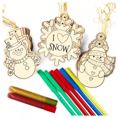 Wood Snow / Snowman Decorate Your Own Holiday Ornament Crafting Kit - Makes 90 • $25.17