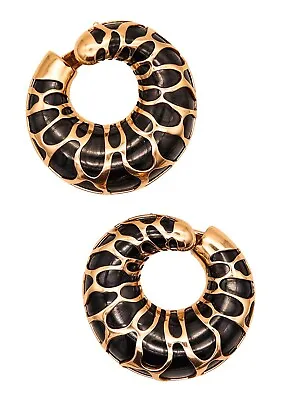 Marina B. Milan Funny Giraffe Pattern Earrings In 18Kt Yellow Gold & Blackened • $14950