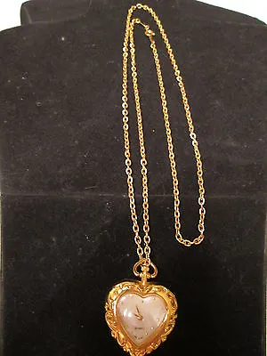 VINTAGE Heart Watch Pendant 30 Chain.Genuine Mother-of-Pearl Face*N NO BOX*1993 • $44.99