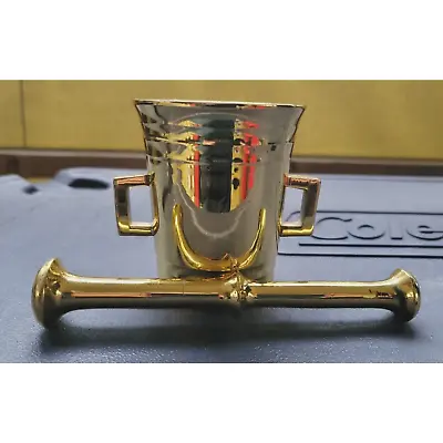 Vintage Mortar & Pestle Solid Brass Apothecary Set 3.75  Mortar Pestle Crusher • $9.87