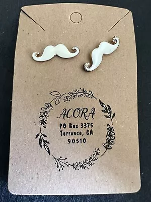 Cream Mustache Earrings • $4.99