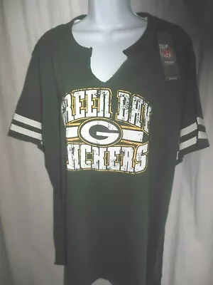 Green Bay Packers NFL Team Apparel Stone Wash Design Women's Plus Size Shirt 1X • $14.99