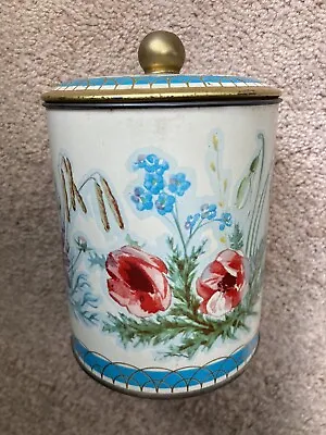 Vintage Tin Canister With Flowers • $8