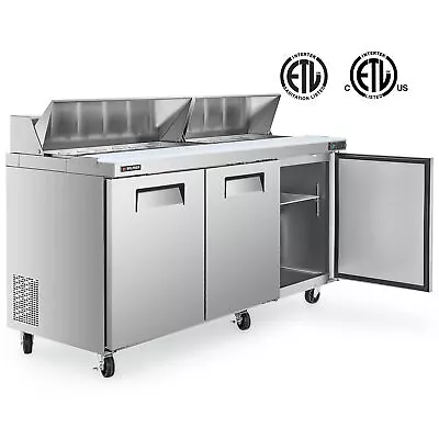 72  Refrigerated Commercial Salad Sandwich Prep Table 3-Door Cooler ETL 18-Pans • $2499.99