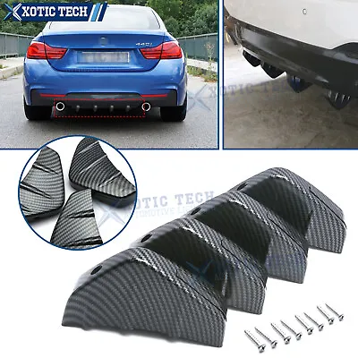 Carbon Fiber Shark Fin Wing Rear Bumper Lip Diffuser Splitter Spoiler Body 4x US • $19.75