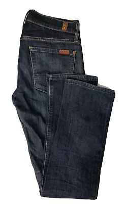 7 For All Mankind Straight Leg Women's 24x29 Blue Denim Jeans Stretch Comfort • $9.50