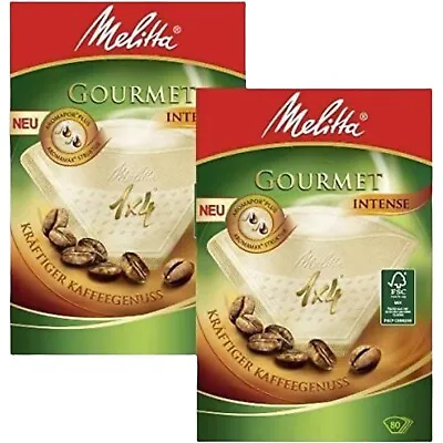MELITTA COFFEE FILTER Papers GOURMET Size 1x4 (2 Packs X 80 Filters) 160 Pcs • £7.99