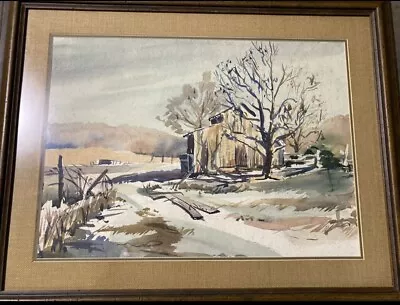 1970 Large 2’x3’ MILDRED NUNGESTER WOLFE Rustic MS Watercolor Painting! Unsigned • $1999.99