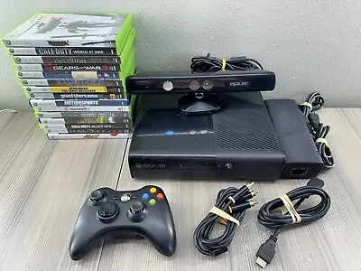 Microsoft Xbox 360 E 250GB Slim Console Bundle Lot 15 Games 1 Controller Kinect • $175