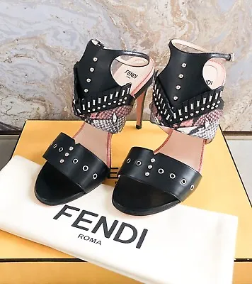 Fendi Rocker Big Monster Embellished Multicolor Sandals Sz 38 • $595