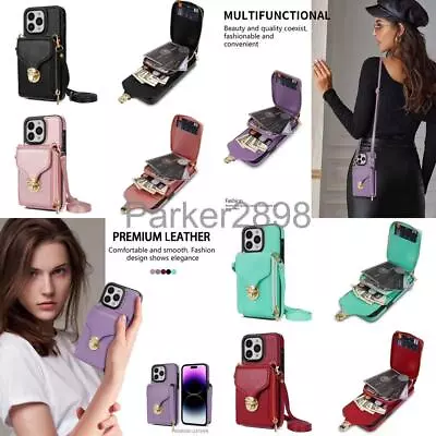 $28.59 • Buy Case For IPhone 14 13 12 11 Pro XR XS Max 8 Plus Crossbody Leather Wallet Purse