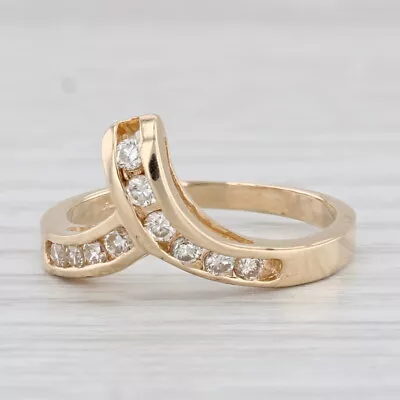 0.27ctw Diamond Contoured V Ring 14k Yellow Gold Size 6.75 Guard • $339.99