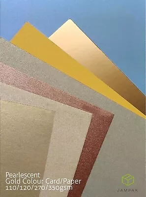 Majestic Gold Colour Pearlescent Shimmer Matte Paper/card 110/120/270/350gsm • £4.75