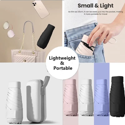 $13.99 • Buy Mini Pocket Umbrella Anti-UV Sun/Rain Windproof 6 Folding Ultra Light Umbrella