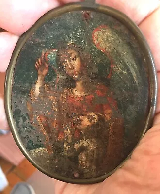 Mexico Or Spain 18th C: A Guardian Angel Offers Protection Touching Medallion • $119