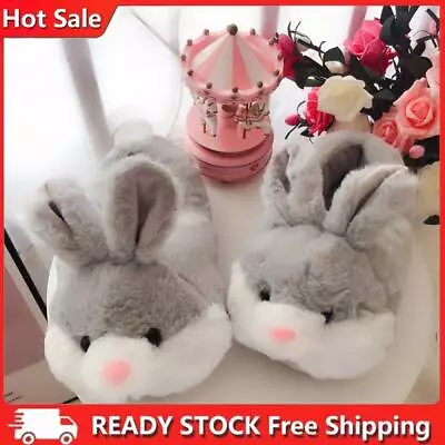 Cute Rabbit Slippers Bunny Closed Toe Slippers Cozy For Men Women (Grey M 38-40) • $27.27