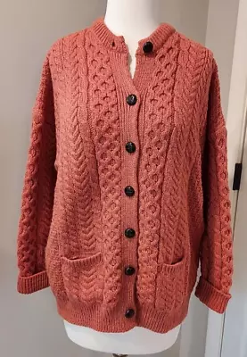Shannon Woolen Mills Merino Wool Fisherman Womens Sweater - Terracotta - Size XL • $35