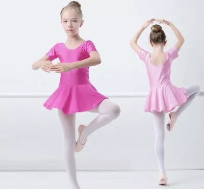 £10.99 • Buy Pink Ballet Leotard/Skirt.Short Sleeve Dress.3-4,5-6,7-8,9-10 Years.Skating Tutu