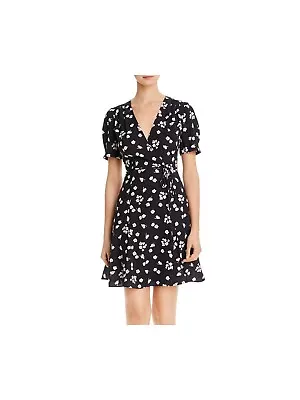 FRENCH CONNECTION Womens Navy Floral Short Sleeve V Neck Short Wrap Dress 8 • $22.99