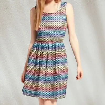 $35 • Buy NEW ASOS Rainbow Babydoll Mini Dress Summer Stripe Knit/Crochet Cute M/L (10-12)