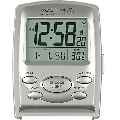 Acctim Vista Digital Travel Alarm Clock Radio Controlled Date & Temp Folding • £24.95