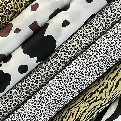 Polycotton Fabric Animal Print Tiger Zebra Leopard Cow Poly Cotton Material 44  • £6.99