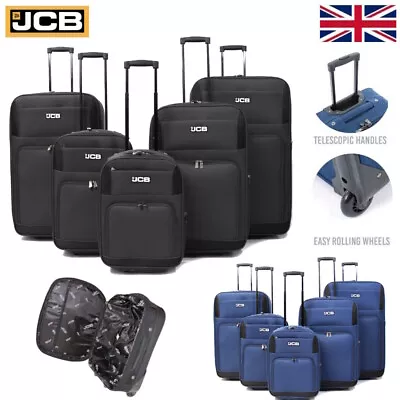 Lightweight JCB Suitcase Luggage Cabin Trolley Bag Case Telescopic - Black • £21.99