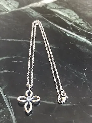 $134.95 • Buy James Avery Aqua Remembrance Cross Pendant W/JA Chain Necklace 