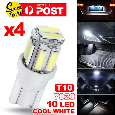 4X T10 LED 10-SMD 7020 W5W Wedge Bulb Car Dome Interior Map Lights White Lamps • $8.45