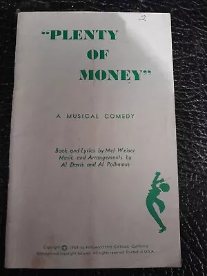 Plenty Of Money A Musical Comedy Play Script • $8.95