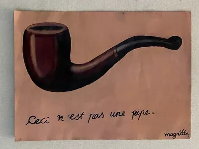 René Magritte Painting On Paper (Handmade) Signed And Stamped Mixed Media • £105.46