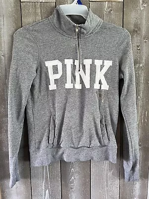 Victorias Secret PINK Women’s Half Zip Grey Sweatshirt X Small • $10