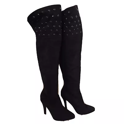 Nina New York Knee High Boots 7.5-8 Black Stiletto  Kenlyn  4.5 Heel • $38