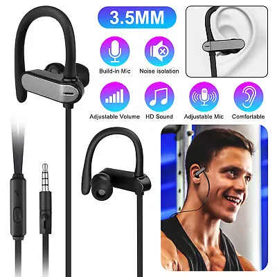 3.5mm Ear Hook Wired Sports Stereo Earphone Over Ear Earbuds Headphones W/Mic • $8.48