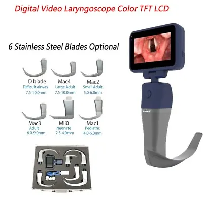 Digital Video Laryngoscope Color TFT LCD Reusable Sterilizable Blades Optional • $436.05