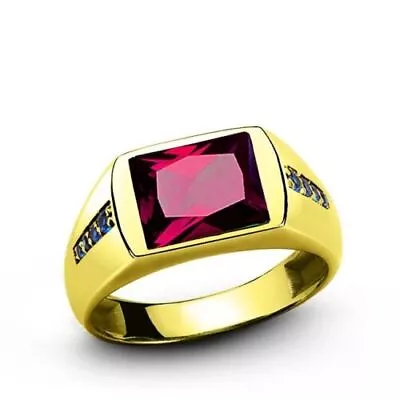 Men's Ruby Ring In REAL 14k Yellow Fine Solid Gold • $875