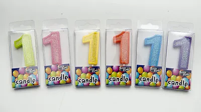 Birthday Candles Number 1 Multi Colors Green Pink Yellow Orange Blue Purple • $4.99