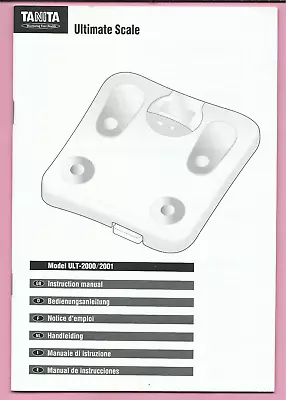 Tanita ULT-2000/2001 Ultimate Scale Body Fat Monitor Instruction Manual +leaflet • £2.99