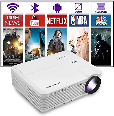 8000lumen Android Projector WIFI Blue-tooth HD 1080P Movie Backyard Party USB HD • $205.39