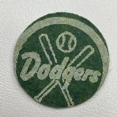 Vtg C 1950s 1 & 15/16” BROOKLYN DODGERS Off-Center Felt Patch (White /Green)P005 • $9.50