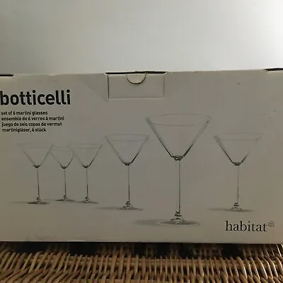 Set Of 6 Large Martini Glasses Botticelli Habitat RRP £21 • £12