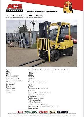 £10995 • Buy Hyster H2.5XT Container Spec Forklift Hire-£67.50 Buy-£10995 HP-£54.91pw AH1137