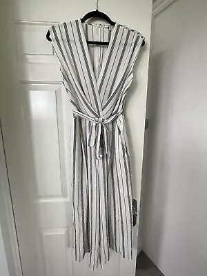 Stylish Miss Selfridge Black & Cream Stripe Jumpsuit Size 10 • £10