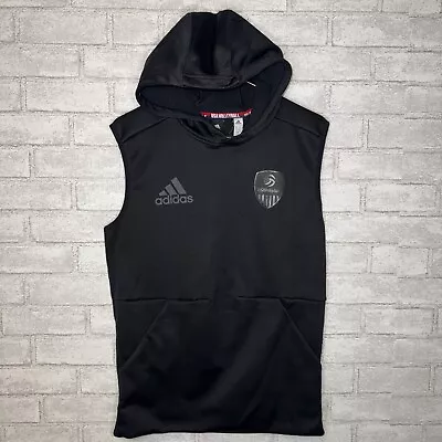 Adidas USA Vollyball Fleece Vest Hoodie Womens Small Black Sports Athletic Wear • $18
