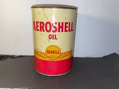 Rare Aeroshell One Quart Round Metal Oil Canshell Oil Company • $50