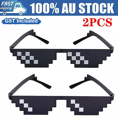 2x Thug Life Sunglasses Deal With It 8/6 Bit Pixel Glasses Cool Fashion Goggles • $7.98