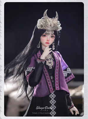 1/4 BJD Doll Female Resin Ball Jointed Body Miao Girl With Eyes Face Makeup Wig • $119.99